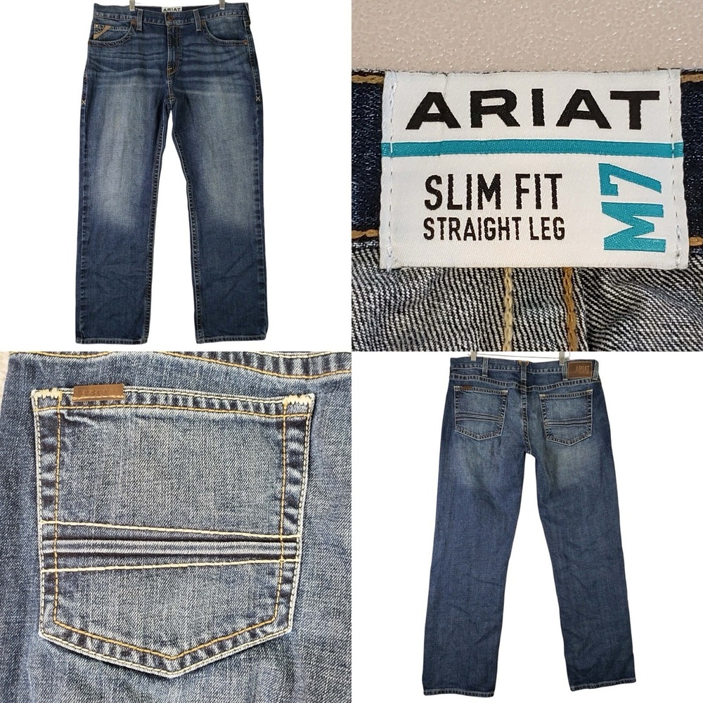Ariat M7 Slim Straight Leg Jeans Mens 38x32 Blue Cowboy Western Ranch